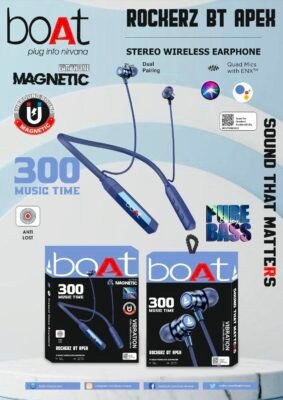 BOAT ROCKERZ BT APEX MEGNETIC ON/OFF WIRELESS NECKBAND ⚡
