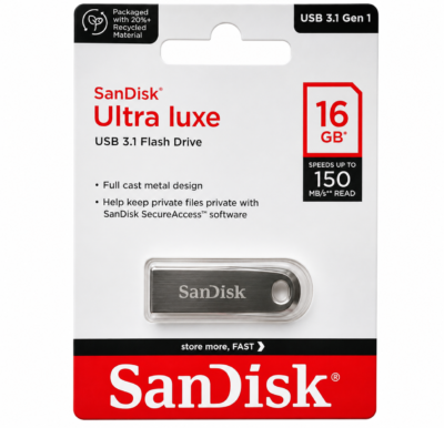 SANDISK ULTRA LUXE 16 GB METAL PENDRIVE ⚡