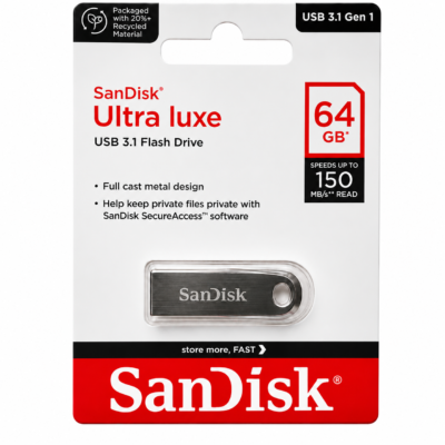 SANDISK ULTRA LUXE 64 GB METAL PENDRIVE ⚡